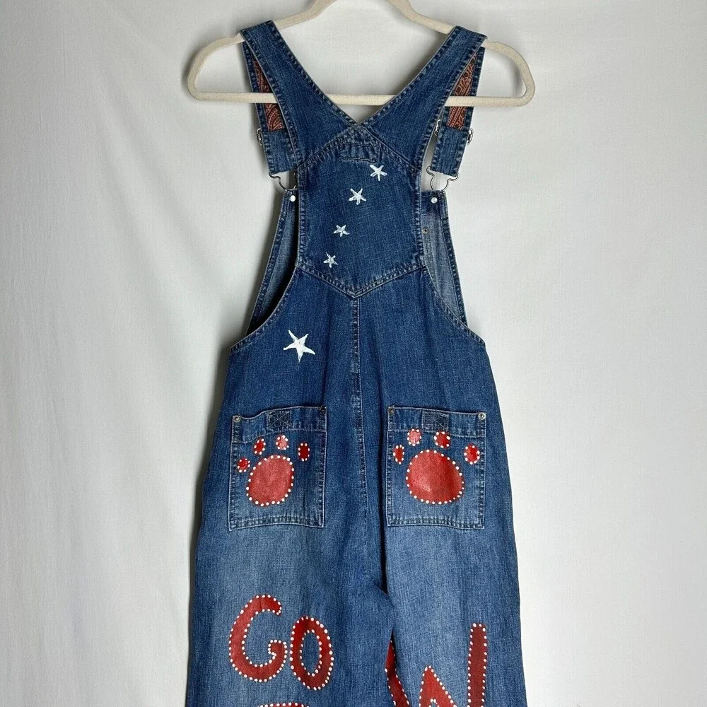 Austin Clothing Co Womens Denim Bib Overalls Size S Hand Decorated Name